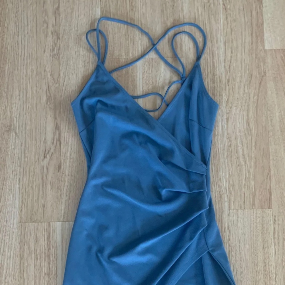 Windsor Blue Asymmetrical Bodycon Dress